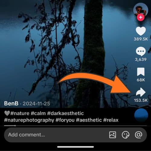 Tap the Share button on a TikTok post
